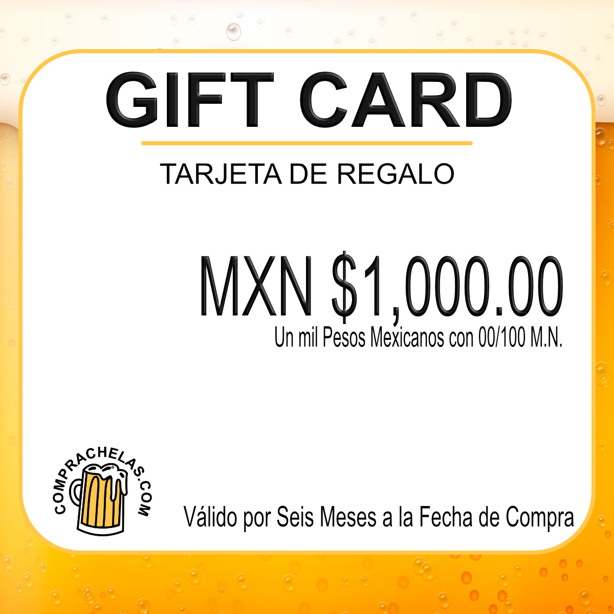 Tarjeta de Regalo de CompraChelas.com y CompraTequila.com