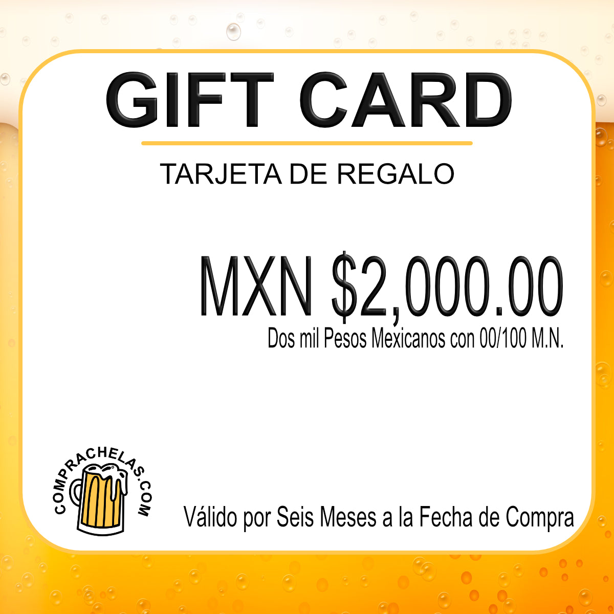 Tarjeta de Regalo de CompraChelas.com y CompraTequila.com